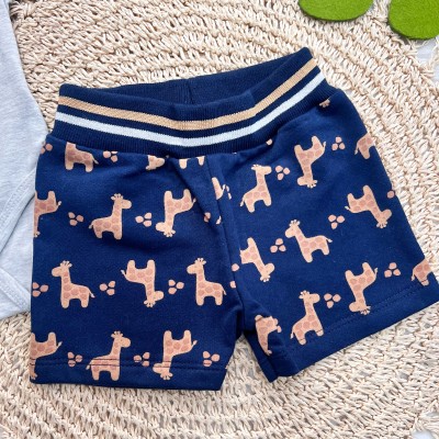 Conj. Body Gola Polo e Bermuda Girafinha - Mescla e Marinho